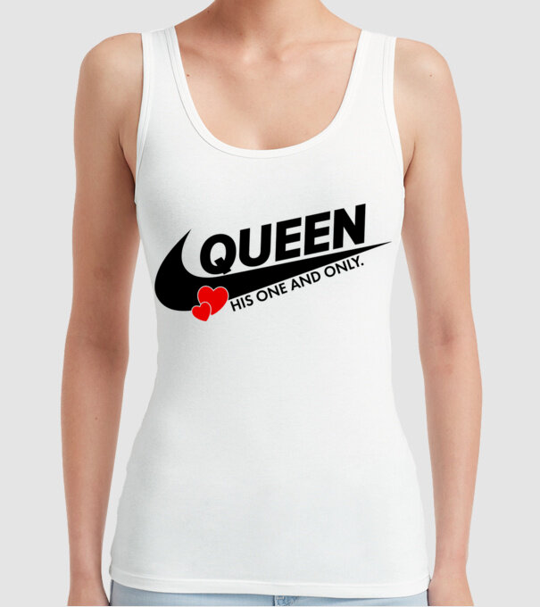 Queen model alb pe tricou