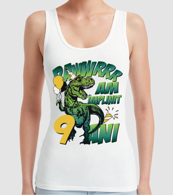 Rawr Am împlinit 9 ani model alb pe tricou