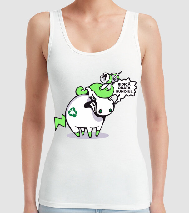 Ridică odată gunoiul model alb pe tricou