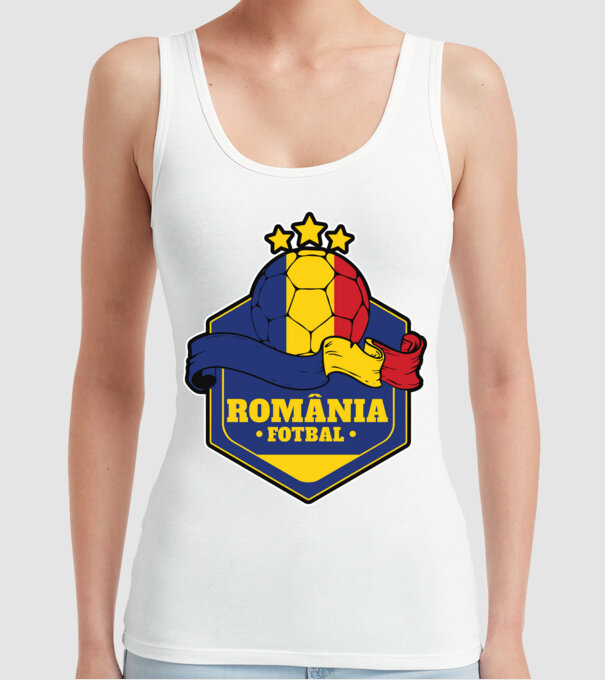 România Fotbal model alb pe tricou