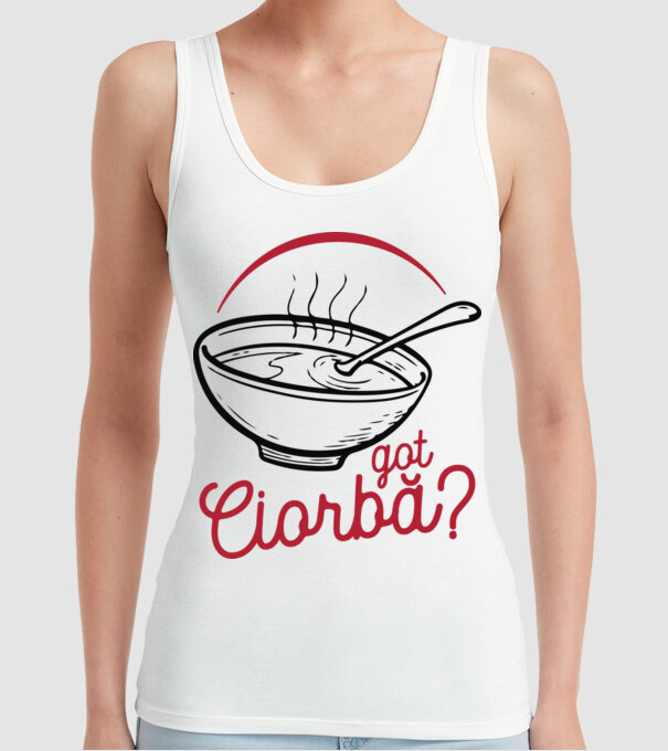 România Got ciorbă model alb pe tricou