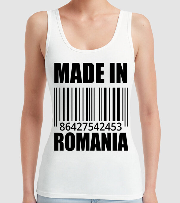 România made in model alb pe tricou