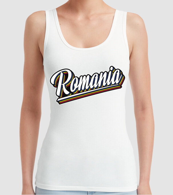 România retro model alb pe tricou