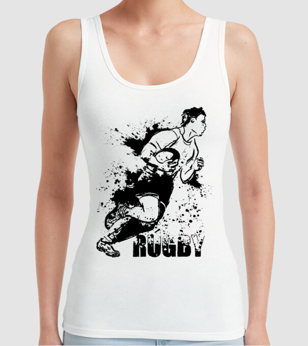 Rugby model alb pe tricou