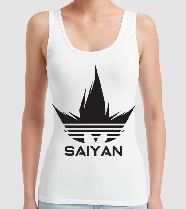 saiyan logo model alb pe tricou