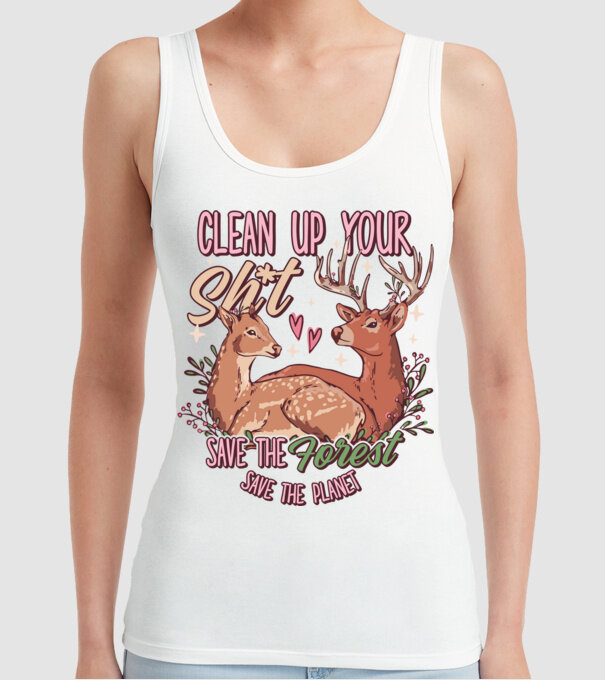 Save the forest model alb pe tricou