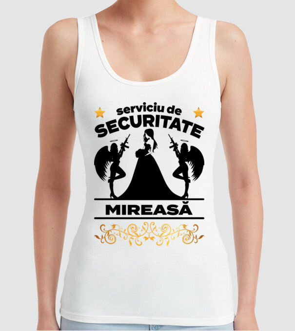 serviciu de securitate mireasă model alb pe tricou