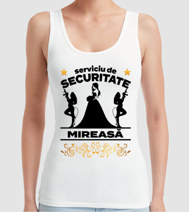 serviciu de securitate mireasă model alb pe tricou