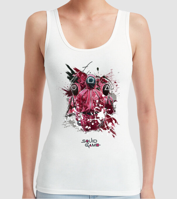 squid game poster model alb pe tricou