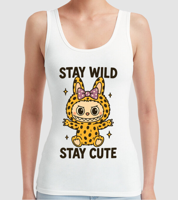 Stay wild - Labubu model alb pe tricou