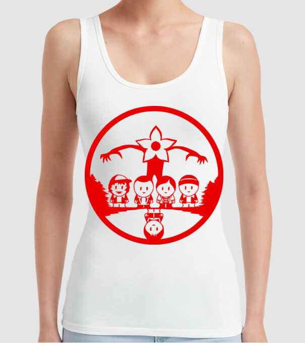 stranger things cartoon model alb pe tricou