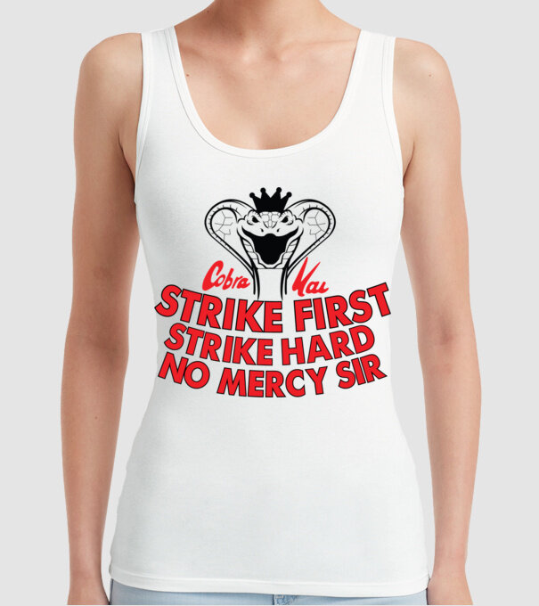Strike first strike hard logo model alb pe tricou