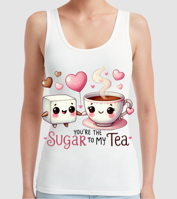 Sugar to my Tea model alb pe tricou