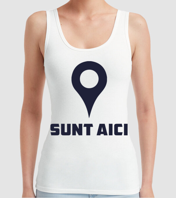 Sunt Aici model alb pe tricou