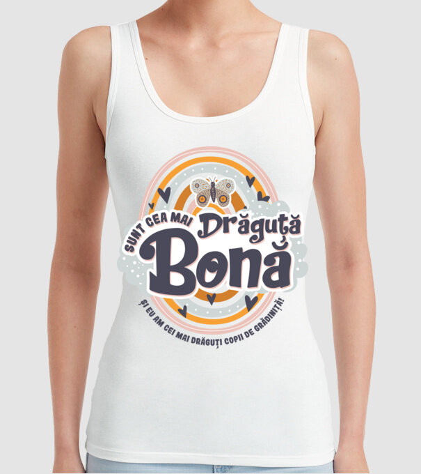 Sunt cea mai drăguță bonă! ... și eu am cei mai drăguți copii de grădiniță! model alb pe tricou