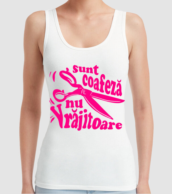 sunt coafeză, nu vrăjitoare model alb pe tricou