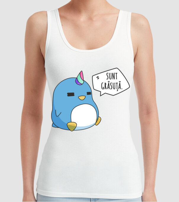 sunt grăsuță model alb pe tricou
