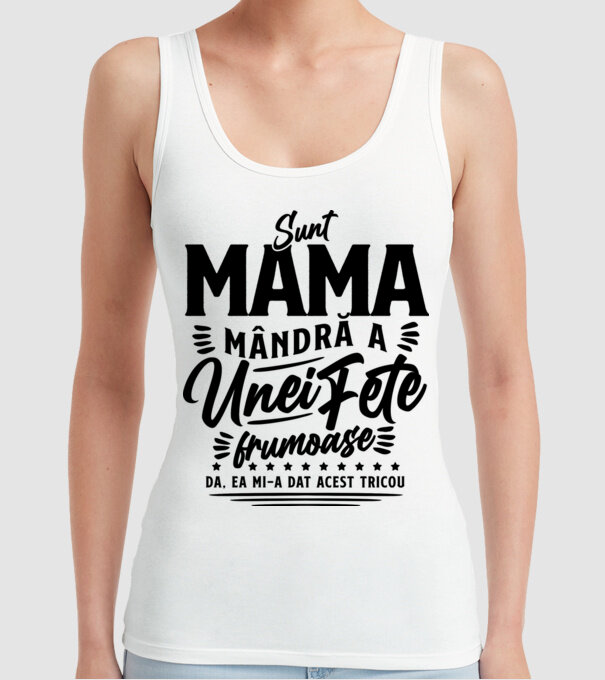 Sunt mama mândră a unei fete frumoase - da, ea mi-a dat acest tricou model alb pe tricou