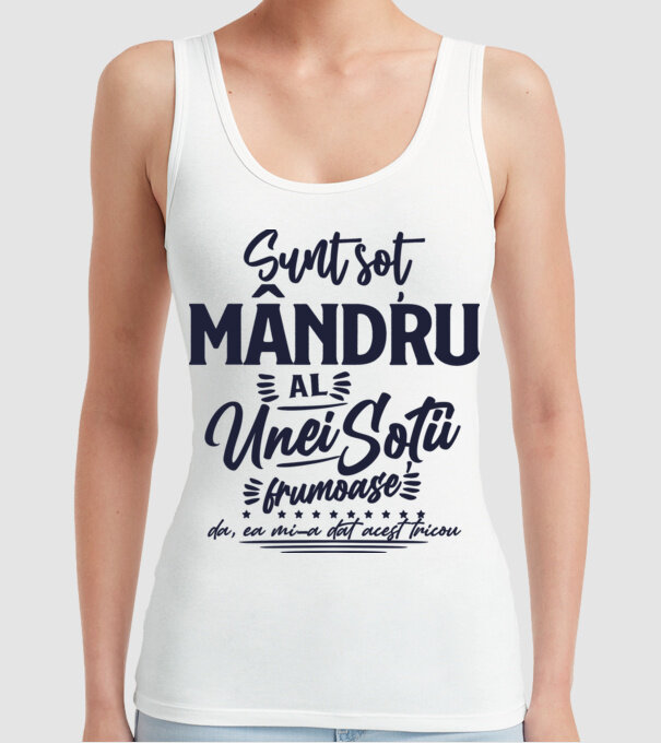 Sunt soț mândru al unei soții frumoase - da, ea mi-a dat acest tricou model alb pe tricou
