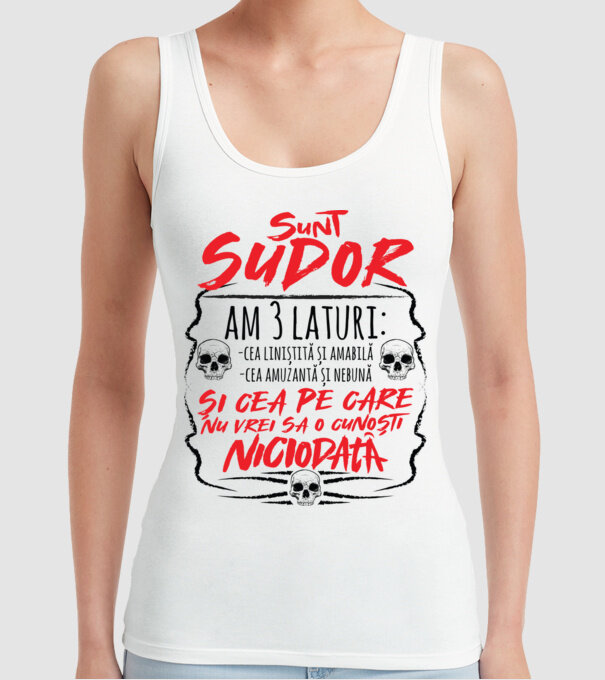 sunt sudor am 3 laturi model alb pe tricou
