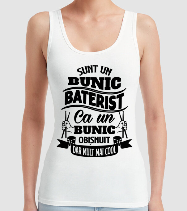 Sunt un bunic baterist, ca un bunic obișnuit, dar mult mai cool model alb pe tricou