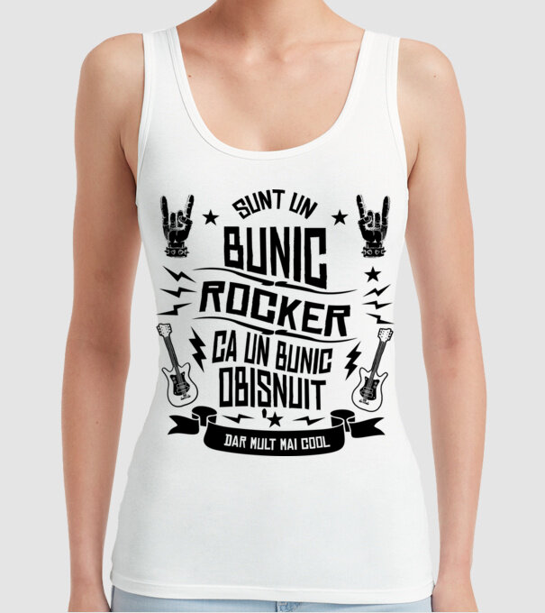 Sunt un bunic rocker, ca un bunic obișnuit, dar mult mai cool model alb pe tricou