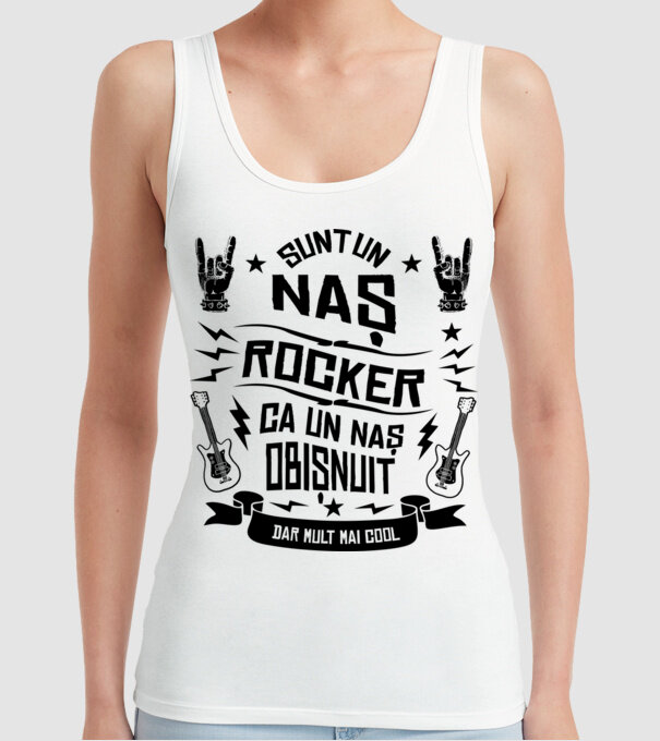 Sunt un naș rocker, ca un naș obișnuit, dar mult mai cool model alb pe tricou