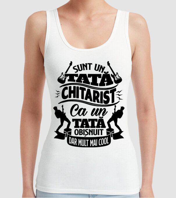 Sunt un tată chitarist, ca un tată obișnuit, dar mult mai cool model alb pe tricou