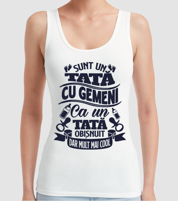 Sunt un tată cu gemeni, ca un tată obișnuit, dar mult mai cool model alb pe tricou