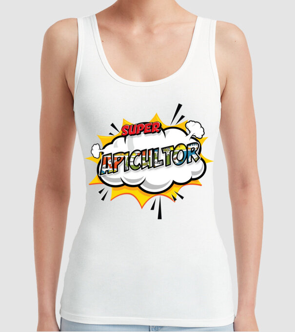 Super Apicultor model alb pe tricou