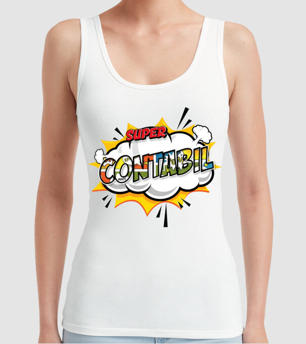 Super Contabil model alb pe tricou