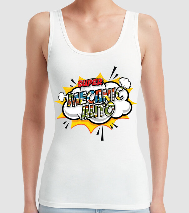 Super mecanic auto model alb pe tricou
