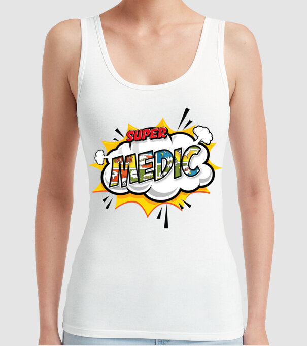 Super Medic model alb pe tricou