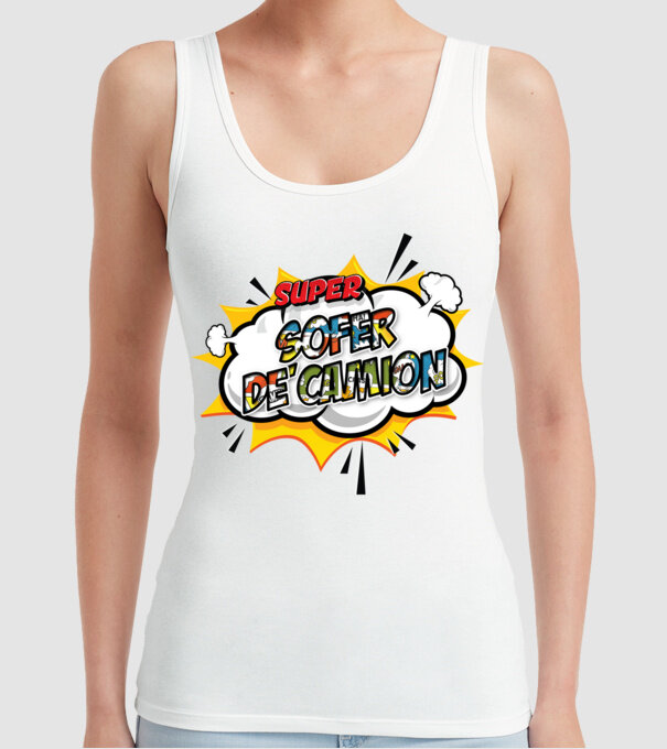 Super Șofer de camion model alb pe tricou