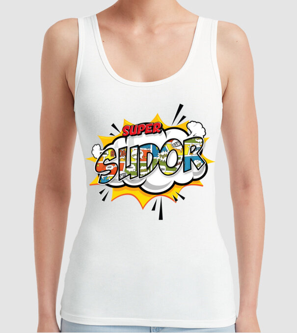 Super Sudor model alb pe tricou