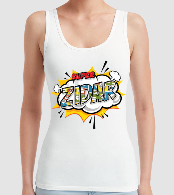 Super Zidar model alb pe tricou