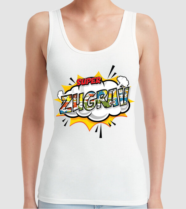 Super Zugrav model alb pe tricou