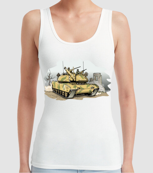 Tancuri model alb pe tricou