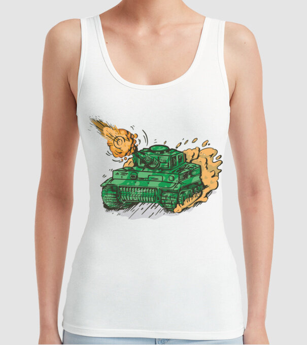 Tancuri model alb pe tricou
