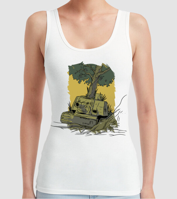 Tancuri model alb pe tricou