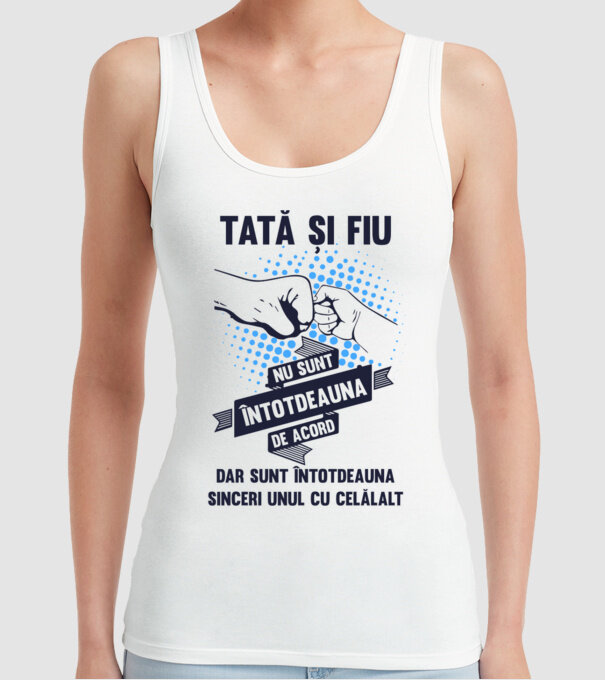 Tată și Fiu - nu sunt întotdeauna de acord, dar sunt întotdeauna sinceri unul cu celălalt model alb pe tricou