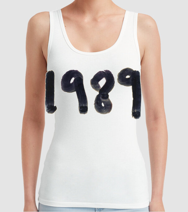 Taylor Swift 1989 text model alb pe tricou