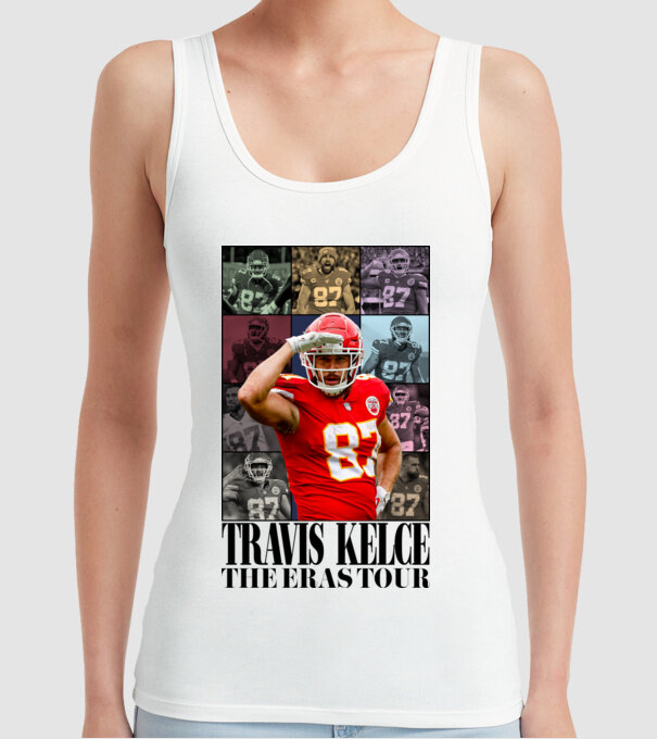 Taylor Swift Eras Travis Kelce model alb pe tricou