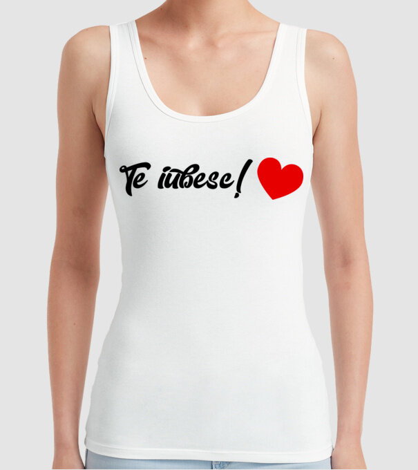 Te iubesc! model alb pe tricou