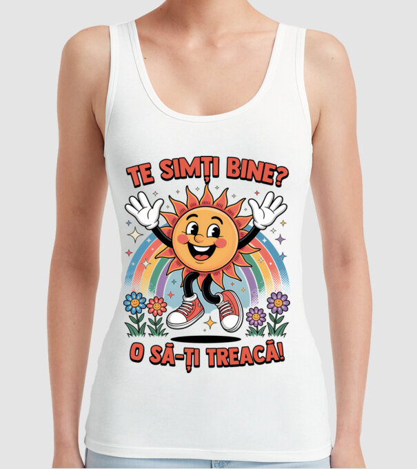 Te simți bine? model alb pe tricou