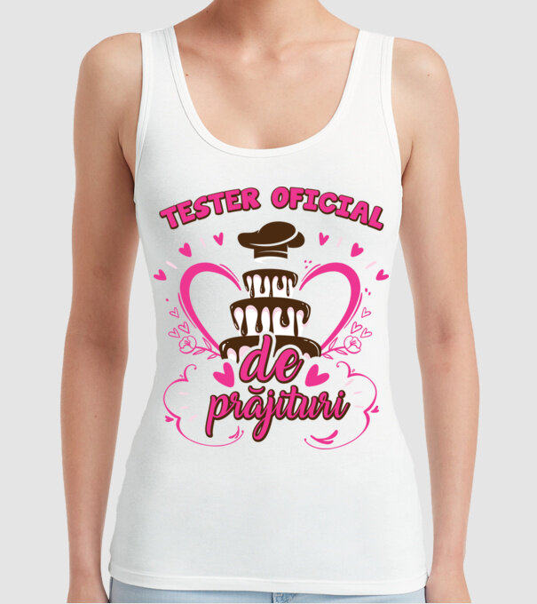 tester oficial de prăjituri model alb pe tricou