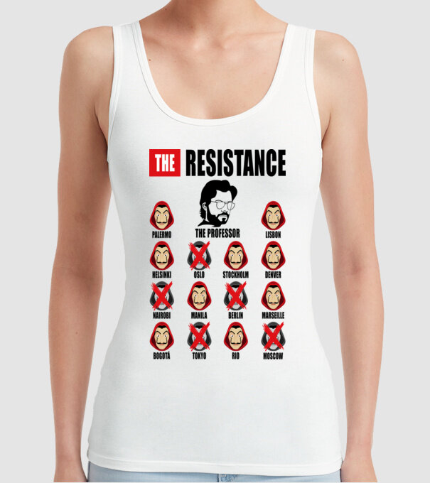 the resistance la casa de papel white model alb pe tricou