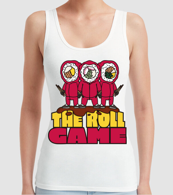 the roll game squid game model alb pe tricou