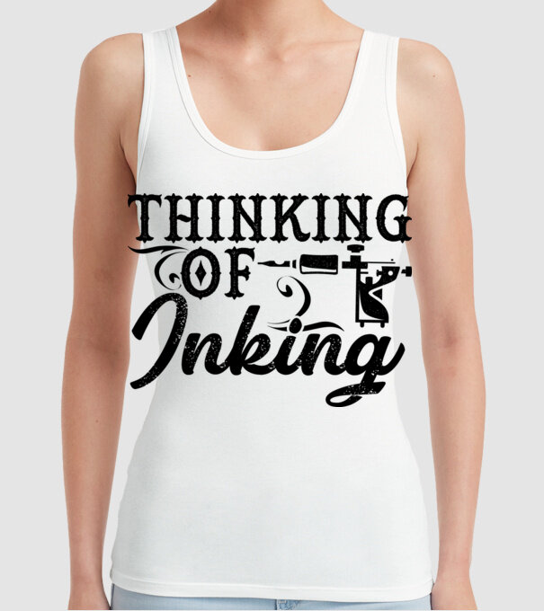 Thinking of inking model alb pe tricou