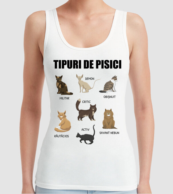 Tipuri de pisici model alb pe tricou